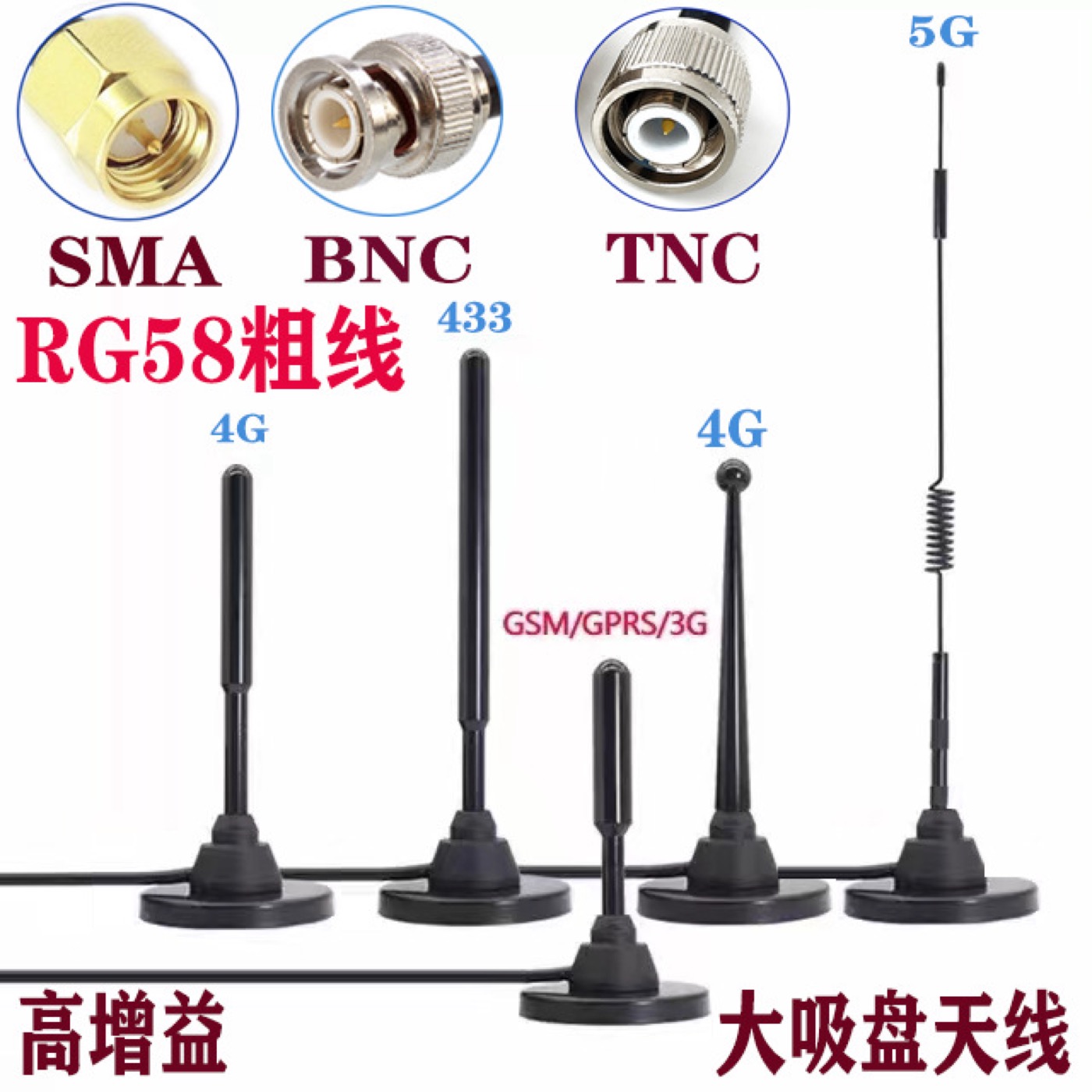 RG58 SMA射频转接线实物与接口结构参考图