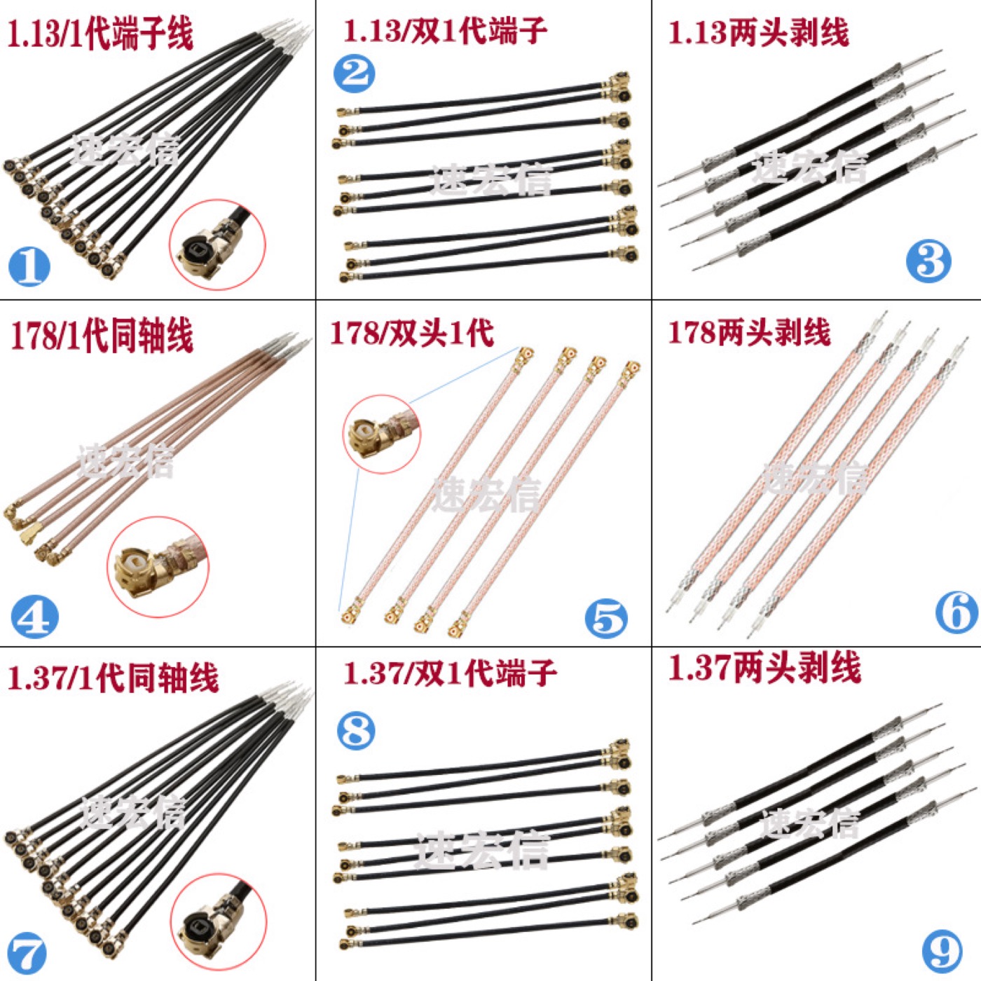 RG1.13 IPEX/U.FL射频线组件实物与接口结构参考图